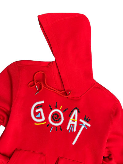Switch Remarkable Men's Red Hoodies Goat Printed Tow Pockets Heavy Blend - Design Menswear