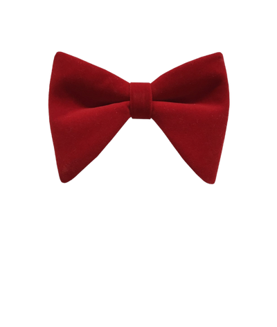 Men's Red Solid velvet bowtie and pocket square - Design Menswear