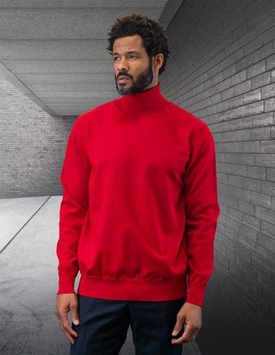 Men's Red Turtleneck Sweaters Light Blend Regular-Fit - Design Menswear