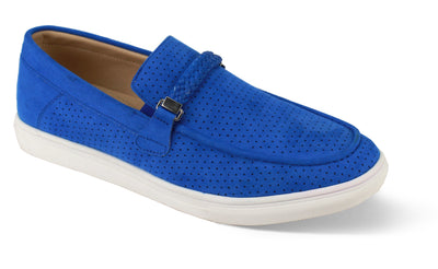 Men's Royal blue Casual Slip-On Shoes Suede Leather Loafer - Design Menswear