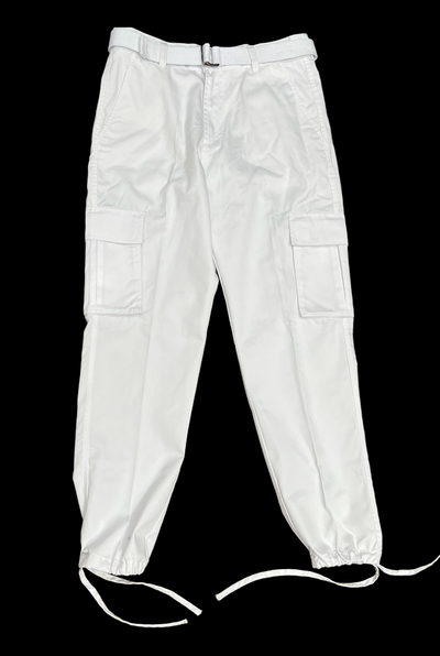 Men's White Cargo Pants Access Apparel Blind Trust Loose Fit - Design Menswear