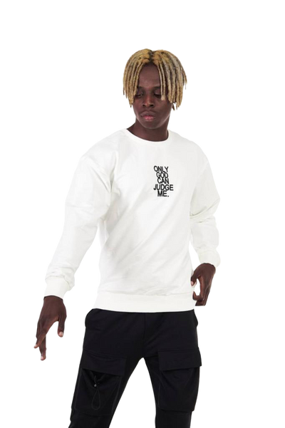 Men's White Leather Graphic Sweatshirt Light weight Fleece - Design Menswear