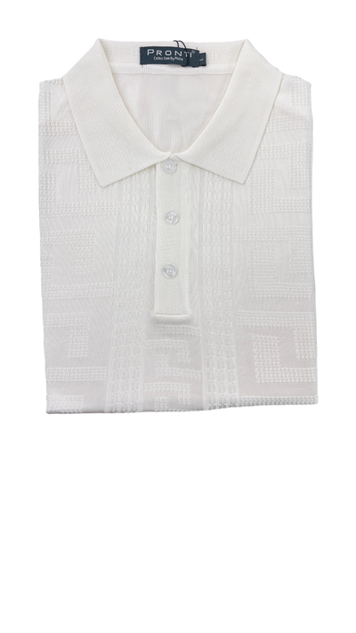 Men's White polo t-shirt short sleeves t-shirt greek key style