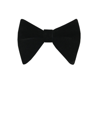 Men's solid black velvet bowtie and pocket square - Design Menswear