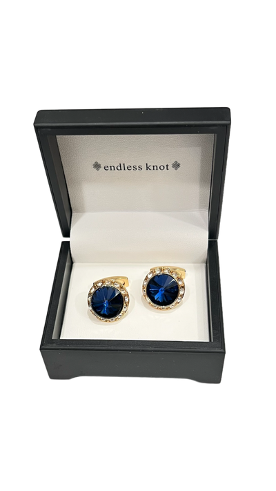 Men's blue and gold diamond stones cufflinks - Design Menswear