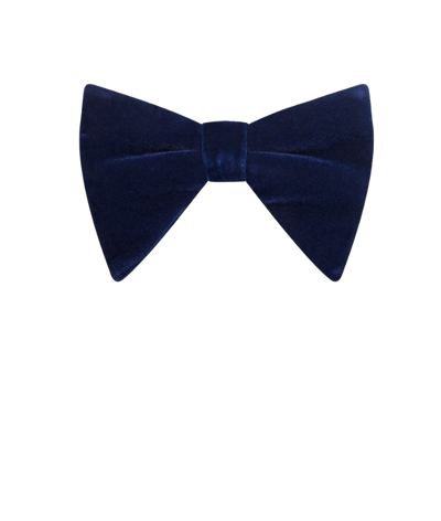 Blue men's velvet bowtie and pocket square - Design Menswear