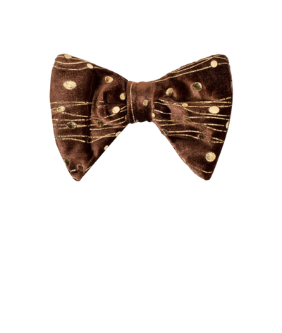 Men's brown and gold velvet paisley bowtie and pocket square - Design Menswear