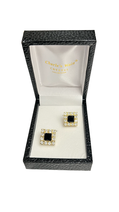 Men's gold and black diamond stones cufflinks - Design Menswear