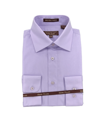 Men's lavender long sleeves dress shirt spread collar convertible cuff regular fit - Design Menswear