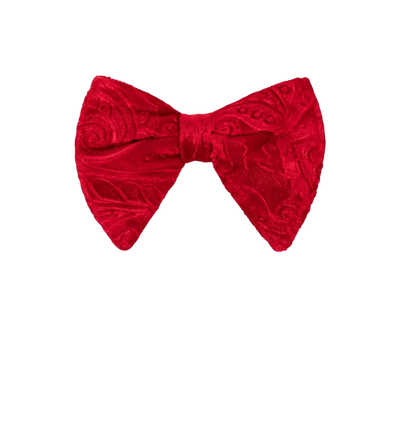 Red men's velvet paisley bowtie and pocket square - Design Menswear
