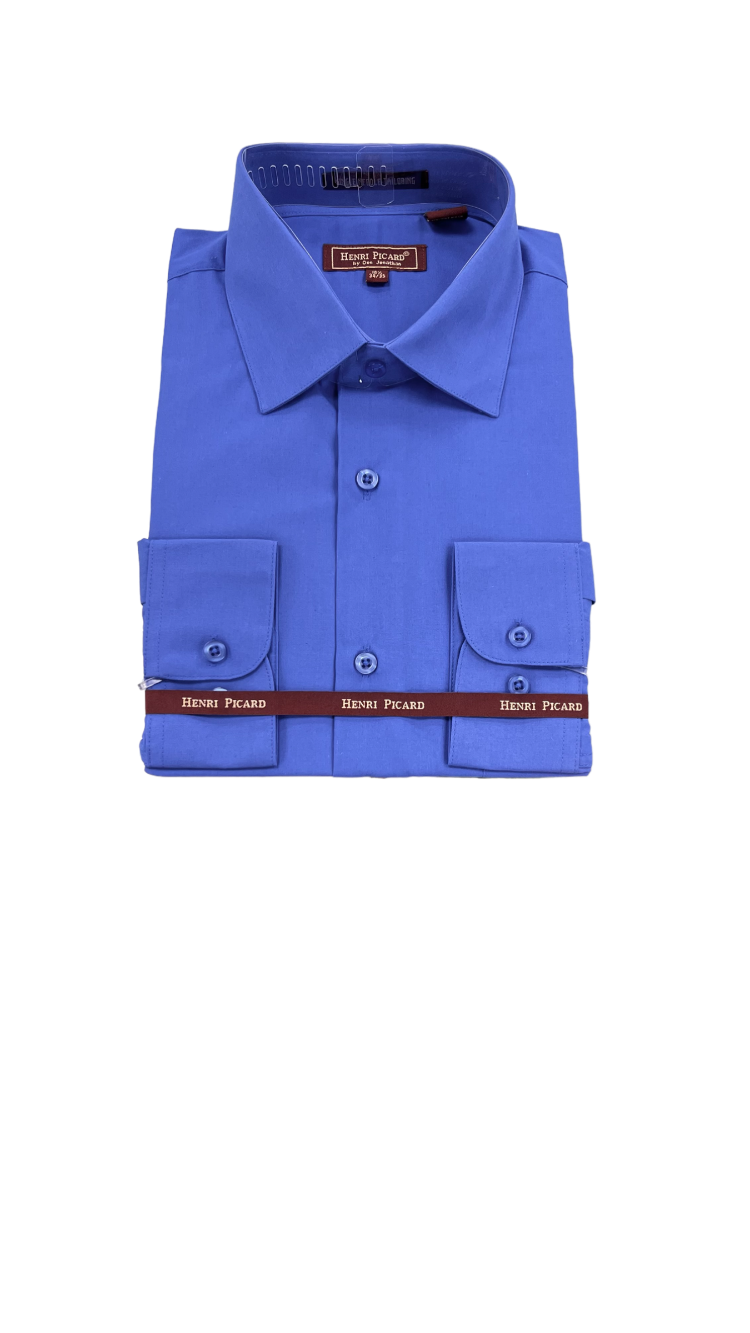 Men's royal blue long sleeves dress shirt spread collar convertible cu DESIGN MENSWEAR Men's royal blue long sleeves dress shirt spread collar convertible cu DESIGN MENSWEAR
