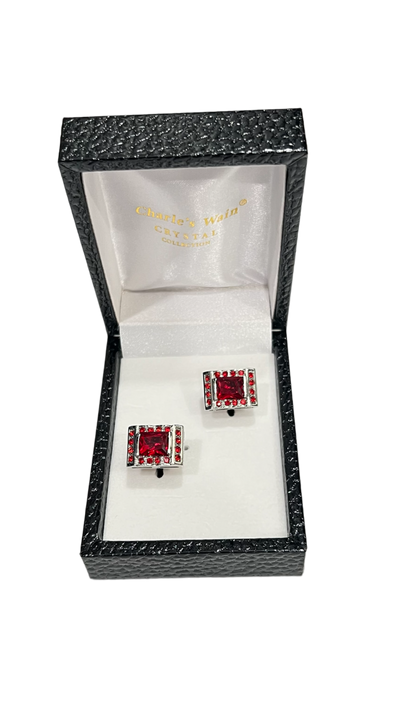 Men's silver cufflinks Red diamonds - Design Menswear