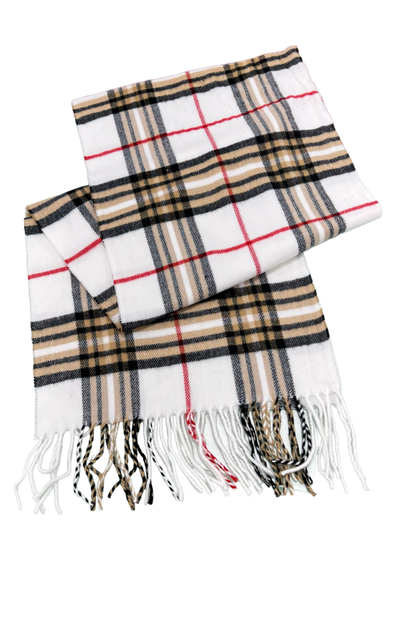 Cashmere men's scarf off white fashion style plaid scarf - Design Menswear