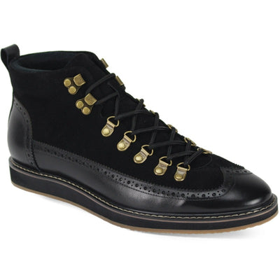 Giovanni Men's black casual boots Lace up leather and suede - Design Menswear