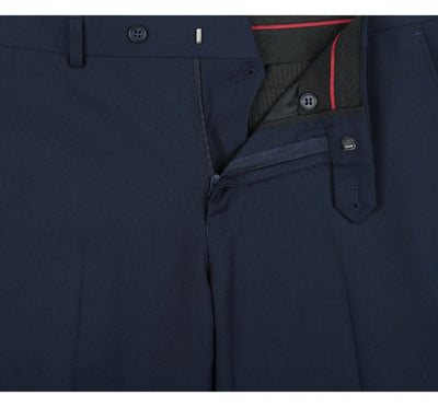 Renoir Navy Men's Slim Fit Dress Pants Flat Front Solid Color - Design Menswear
