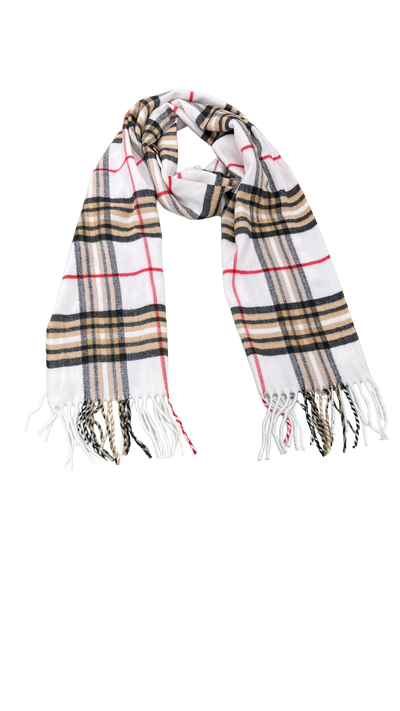Cashmere men's scarf off white fashion style plaid scarf - Design Menswear