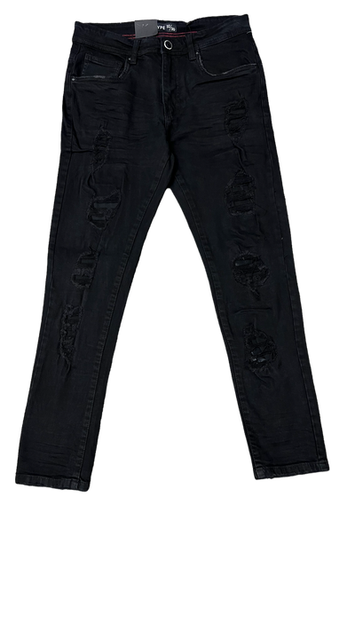 Arketype Black Jeans Men's Slim Fit Ripped Stretch Denim - Design Menswear