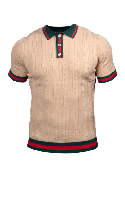 Prestige Beige Men's Polo Shirts Men's red and green collar t-shirt style CMK-285 Beige - Design Menswear