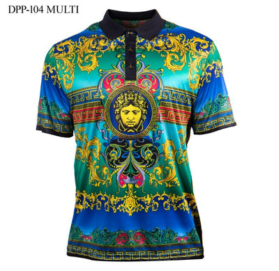 Prestige Green and Blue paisley Men's polo shirt style No : DPP-104 - Design Menswear