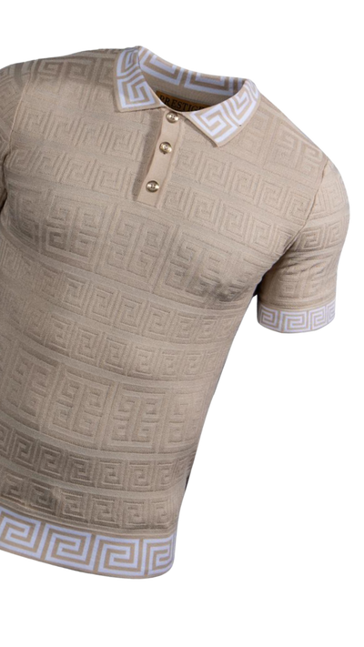Prestige Oatmeal Men's Polo Shirts Men's Greek Key collar t-shirt style No CMK-164 - Design Menswear