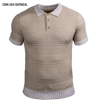 Prestige Oatmeal Men's Polo Shirts Men's Greek Key collar t-shirt style No CMK-164 - Design Menswear
