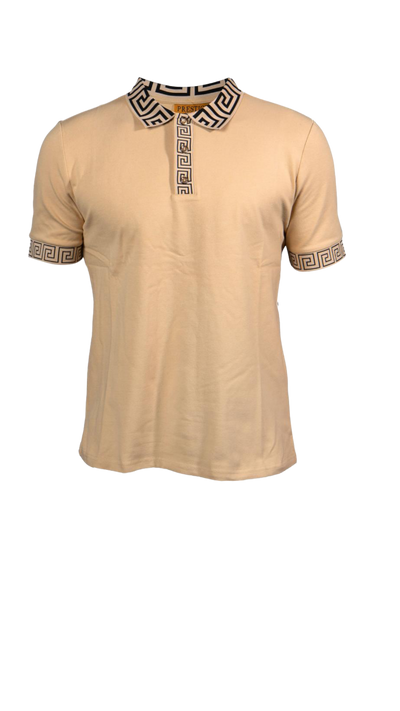 Prestige Sand color Men's Polo Shirts Men's Greek Key collar t-shirt style No PC-090 Sand - Design Menswear