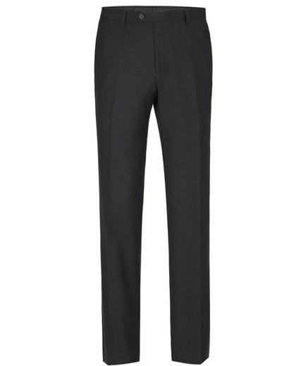 Renoir Solid Black Men's Slim Fit Dress Pants Flat Front - Design Menswear