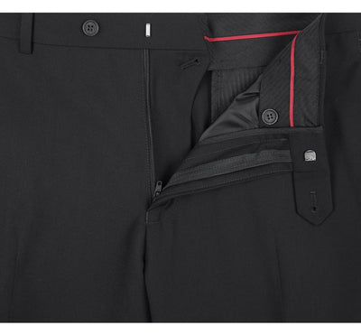 Renoir Solid Black Men's Slim Fit Dress Pants Flat Front - Design Menswear