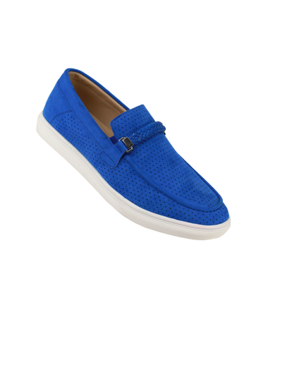 Men's Royal blue Casual Slip-On Shoes Suede Leather Loafer - Design Menswear