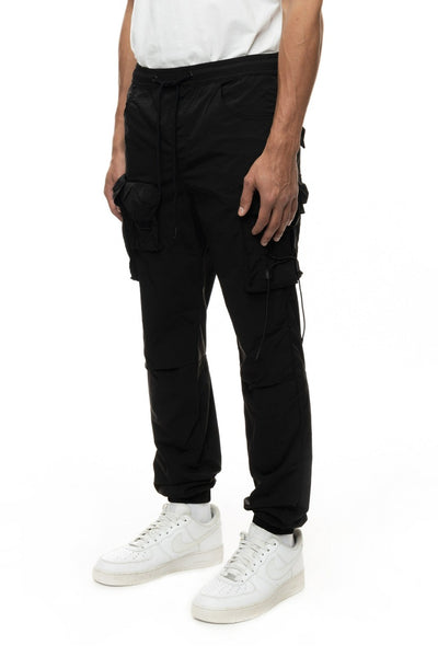 Smoke Rise Men's Black Cargo Pants Elastic Bottom Jogger Regular Fit - Design Menswear