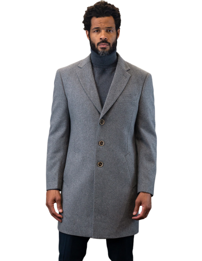 Statement Gray Men's Overcoat Wool Cashmere Blend Regular-Fit - Design Menswear