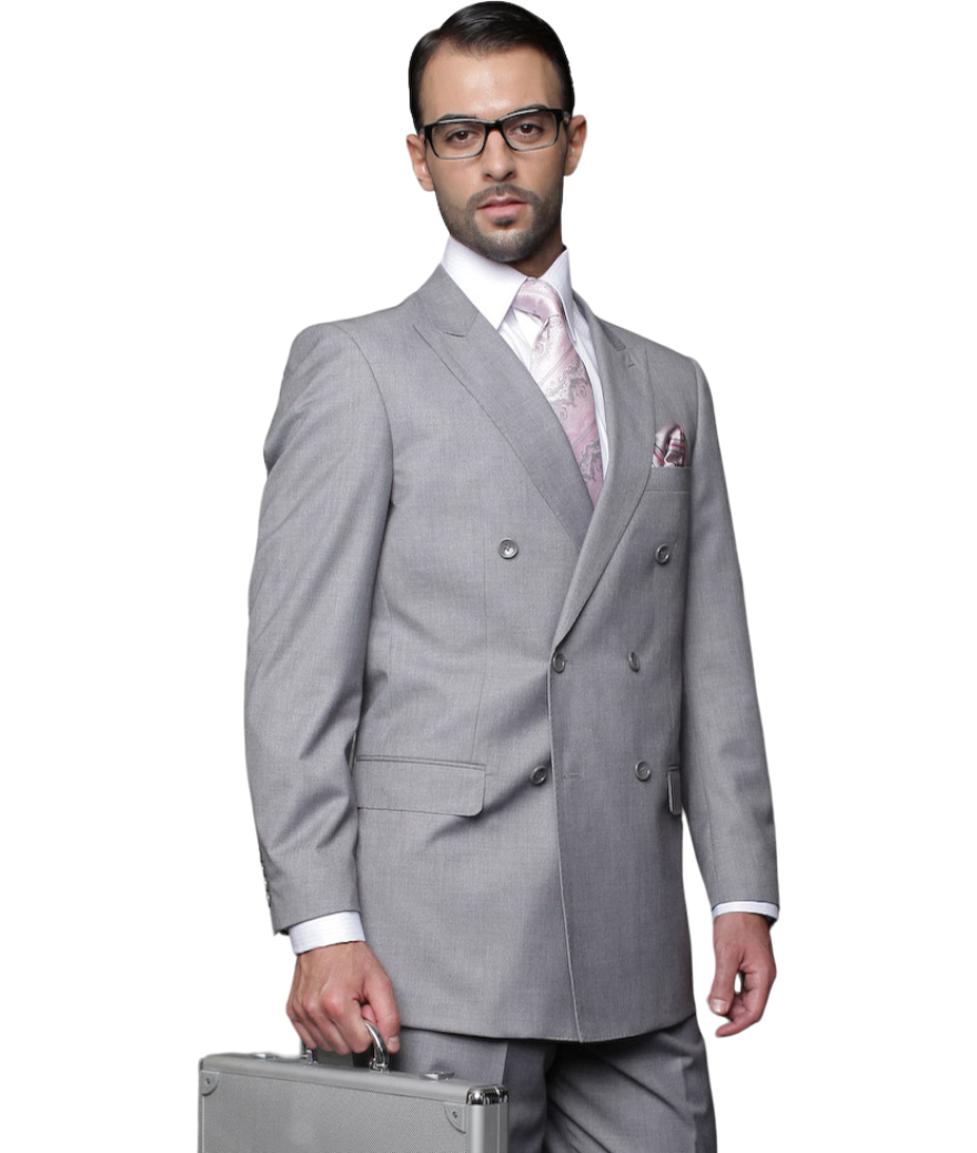 Men's Metallic Shoulder Accent Dual Pocket Grey Suit main image 0