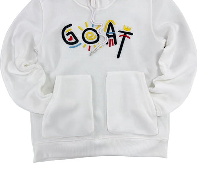 White Men's Solid Hoodies Goat Print Heavy Blend Switch Remarkable - Design Menswear