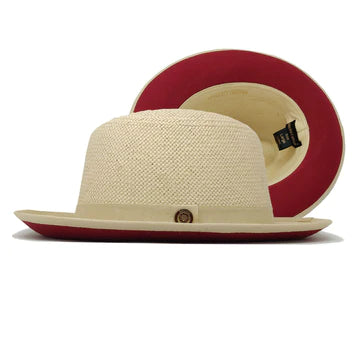 Bruno Capelo Red Bottom Straw Hat Men's Natural Color Hat - Design Menswear