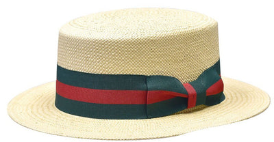 Bruno Capelo Men's tan straw hat red and green band - Design Menswear