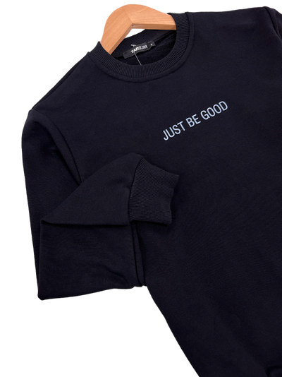 Men's Black Sweatshirt Crewneck lightweight Long Sleeves Fleece - Design Menswear