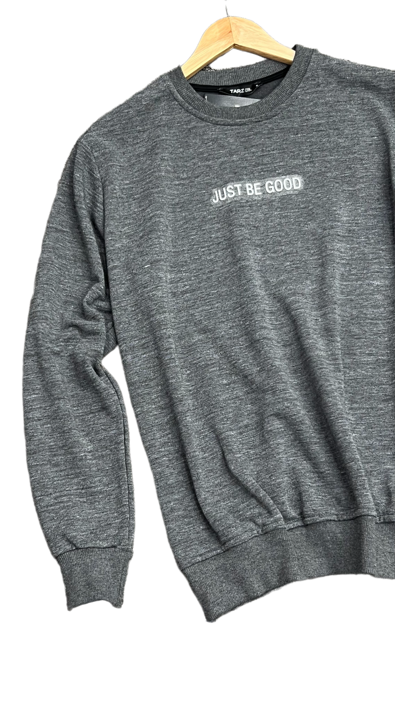 Mens Dark Gray Sweatshirt Crewneck Long Sleeves Fleece - Design Menswear