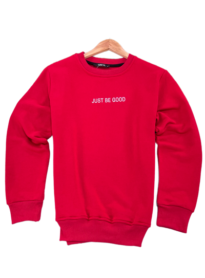 Men's Red Sweatshirt Crewneck lightweight Long Sleeves Fleece - Design Menswear
