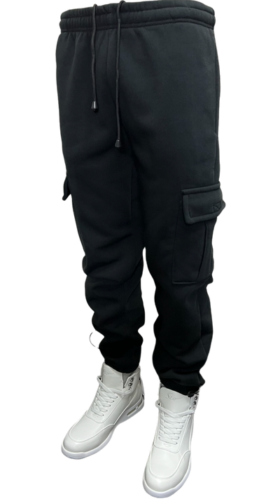 Black Men's Sweatpants Cargo Pants 2 Side Pockets - Design Menswear