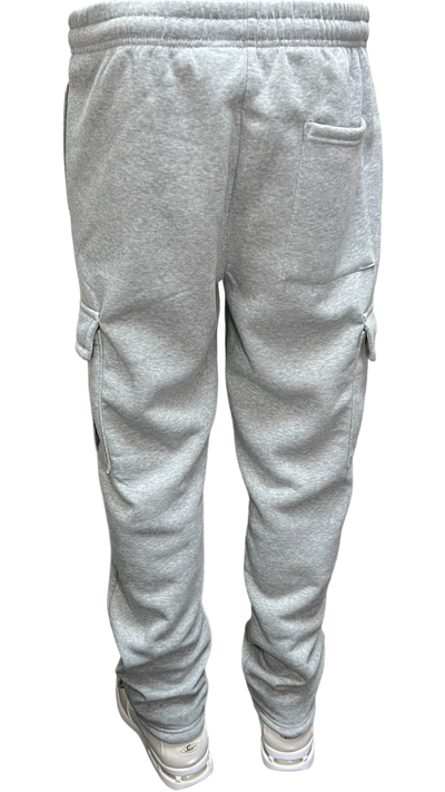 Gray Men's Cargo Sweatpants Elastic Bottom 2 Side Pockets - Design Menswear