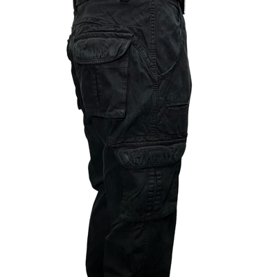 Men's Black Cargo Jeans 6 Pockets Loose-Fit Military Style - Design Menswear