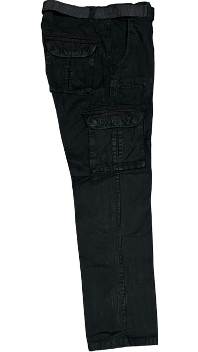 Men's Black Cargo Jeans 6 Pockets Loose-Fit Military Style - Design Menswear