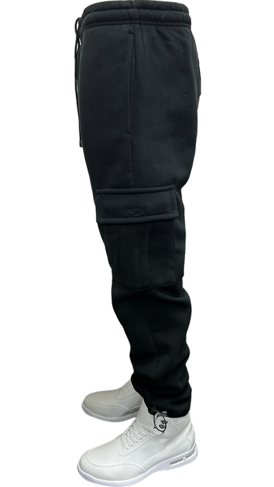 Black Men's Sweatpants Cargo Pants 2 Side Pockets - Design Menswear
