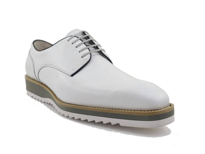 Carrucci White Casual Leather Men's Lace Up Shoes - Design Menswear