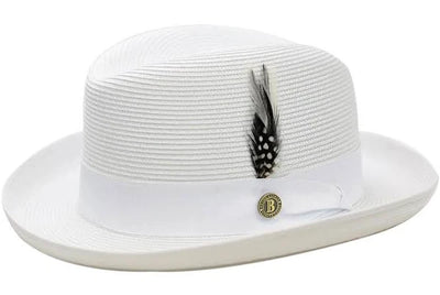 Men's white casual dress summer straw hats by bruno calpelo - Design Menswear