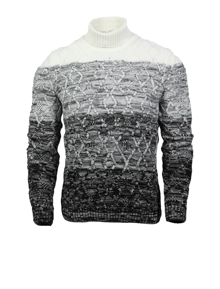 White and Black Turtleneck Sweaters Fashion Design Light Blend Slim Fit - Design Menswear
