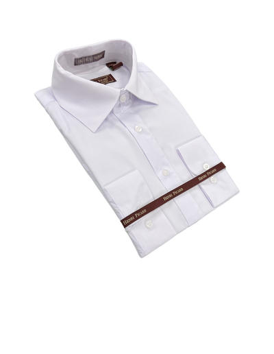 White men's dress shirt spread collar convertible cuff regular fit - Design Menswear