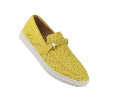 New York City Yellow Men's Casual Slip-On Shoes Suede Leather Loafer - Design Menswear
