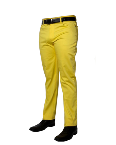 Yellow Prestige Men's Classic Fit Jeans Stretch Material - Design Menswear