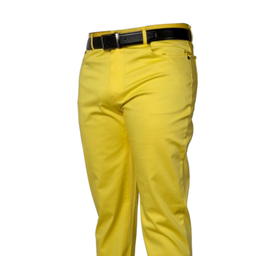 Yellow Prestige Men's Classic Fit Jeans Stretch Material - Design Menswear